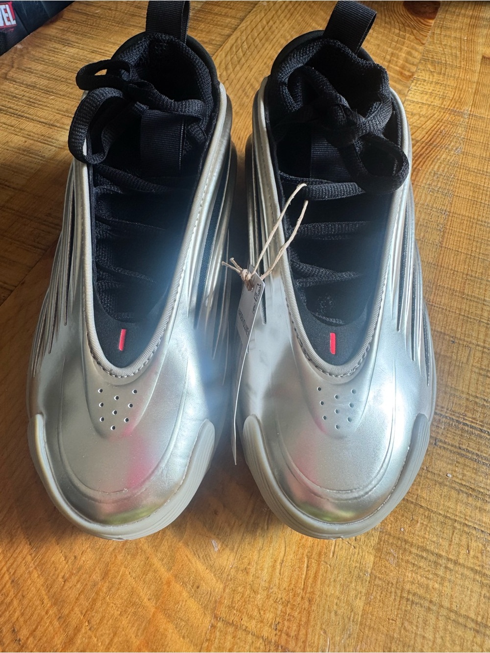 Silver Metallic Chunky Sneakers with Black Accents
